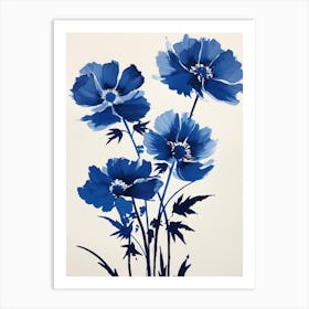 Blue Botanical Anemone 2 Art Print