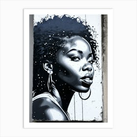 Graffiti Mural Of Beautiful Black Woman 144 Art Print