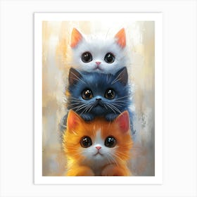 Cute Cats Stacked Together 13 Art Print