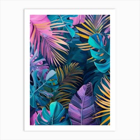 Tropical Leaves Seamless Pattern Art Print