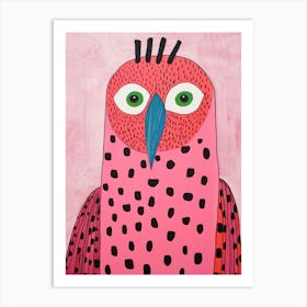 Pink Polka Dot Cockatoo Art Print