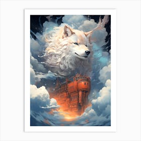 Wolf In The Clouds Art Print