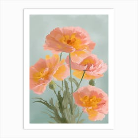 Marigold Flowers Acrylic Painting In Pastel Colours 1 Art Print