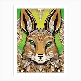 Hare brown green Art Print