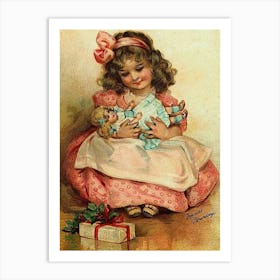 Little Girl With Her Dolls Art Print