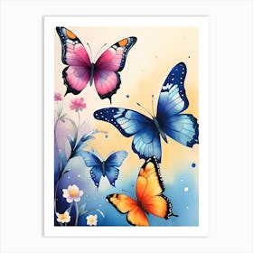 Butterfly Watercolor Painting Art Print