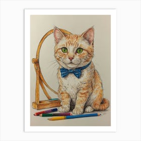 Orange Cat With Bow Tie Art Print