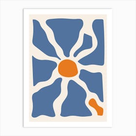 Blue And Orange Flower Art Print