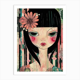 Girl With Flowers 15 Art Print