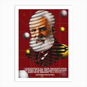 Quote In Ribbon Famous People Alexander Graham Bell ― Concentrate All Your Thoughts Upon The Work At Hand Art Print