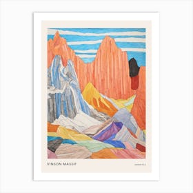 Vinson Massif Antarctica 2 Colourful Mountain Illustration Poster Art Print