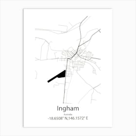 Ingham,Australia Minimalist Map Art Print