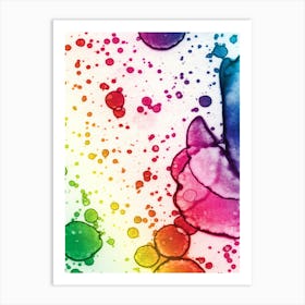 Abstraction Watercolor Bubbles Of A Rainbow After Rain Art Print