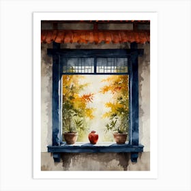 Window With Potted Plants Art Print