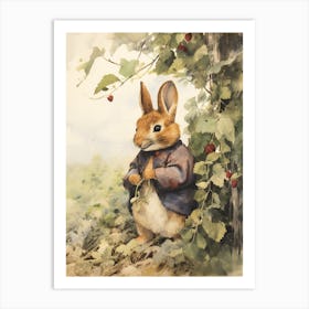Storybook Animal Watercolour Rabbit 6 Art Print