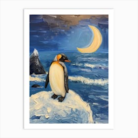 Adlie Penguin Half Moon Island Oil Painting 1 Art Print