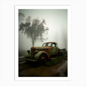 Old Truck In The Fog 7 Art Print