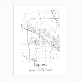 Cypress Lake,United States Minimalist Map Art Print