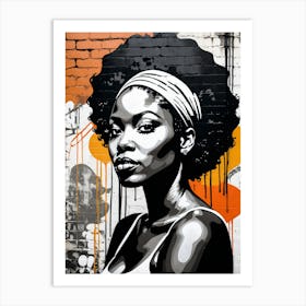 Vintage Graffiti Mural Of Beautiful Black Woman 44 Art Print