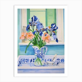 A Vase With Iris, Flower Bouquet 3 Art Print