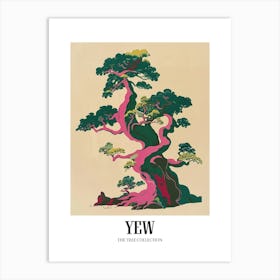 Yew Tree Colourful Illustration 1 Poster Art Print