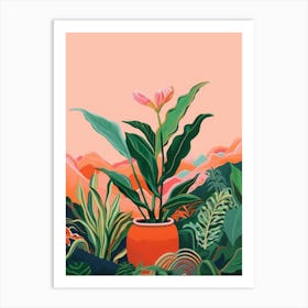 Boho Plant Painting Cast Iron Plant Art Print