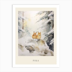 Winter Watercolour Pika 3 Poster Art Print