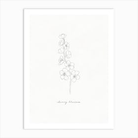 Cherry Blossom Line Drawing Art Print