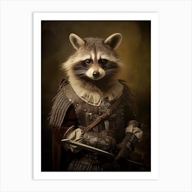 Vintage Portrait Of A Cozumel Raccoon Dressed As A Knight 2 Art Print