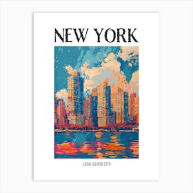 Long Island City New York Colourful Silkscreen Illustration 2 Poster Art Print