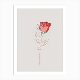 Rose Floral Minimal Line Drawing 1 Flower Art Print