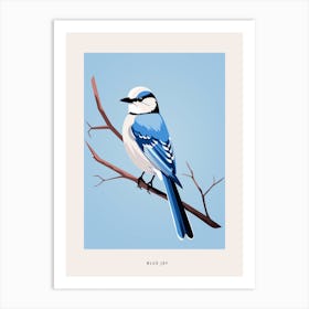 Minimalist Blue Jay 3 Bird Poster Art Print