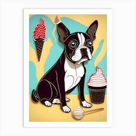 Boston Terrier Ice Cream 1 Art Print