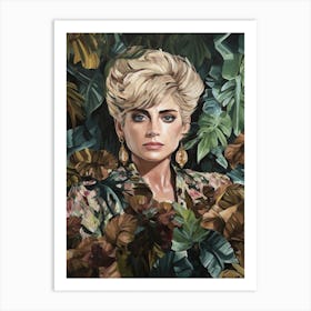 Floral Handpainted Portrait Of Lady Gaga Art Print