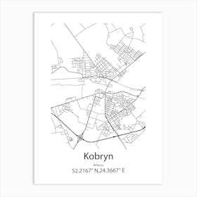 Kobryn,Belarus Minimalist Map Art Print