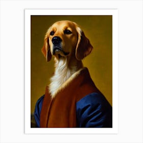 Golden Retriever 2 Renaissance Portrait Oil Painting Art Print