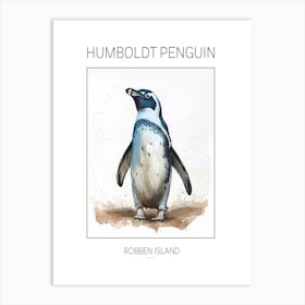 Humboldt Penguin Robben Island Watercolour Painting 2 Poster Art Print