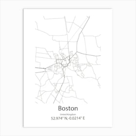 Boston,United Kingdom Minimalist Map Poster