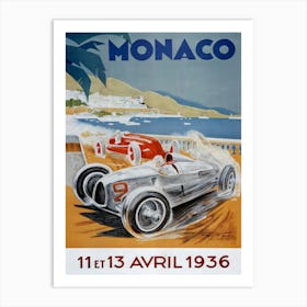 Vintage Monaco 11 Et 13 Avril 1936 Art Print