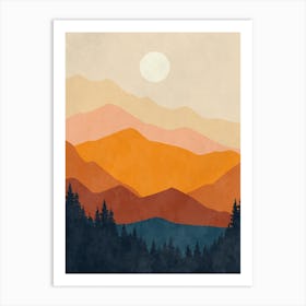 Sunset Over The Mountains 2 Art Print