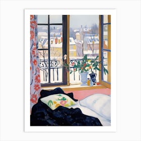 The Windowsill Of Budapest   Hungary Snow Inspired By Matisse 2 Art Print