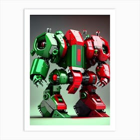 Red Green Robot Art Print