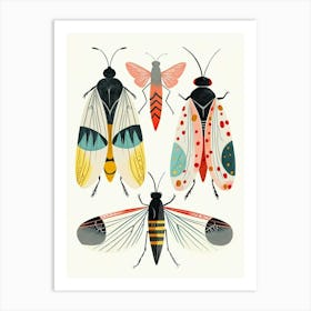 Colourful Insect Illustration Whitefly 3 Art Print