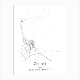 Gdansk,Poland Minimalist Map Art Print