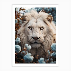 Floral white lion Art Print