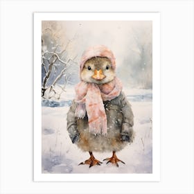 Winter Duckling With Scarf Painting 3 Art Print