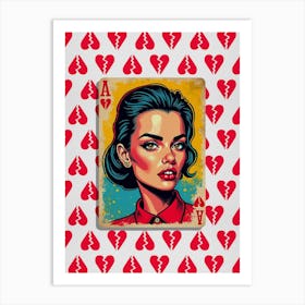 Ace Of Spades Woman Portrait, Broken Hearts Art Print