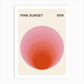 Pink Sunset abstract art, geometric, exhibition, cool, circles, vibes, Bauhaus, vintage, retro, preppy, minimal, aesthetic, dorm, decor, funky, groovy Art Print