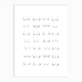 Minimalist Boobs in Black & White Art Print