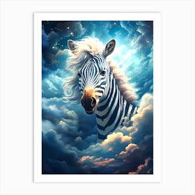 Zebra In The Clouds Art Print